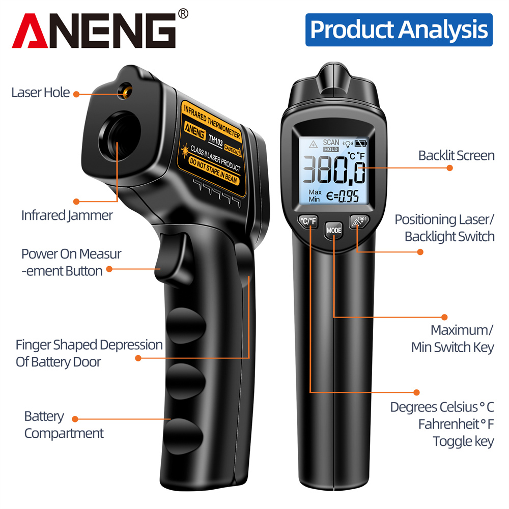 Infrared Laser Thermometer Ind - Industrial Laser Temperature Gun のレビューと価格
