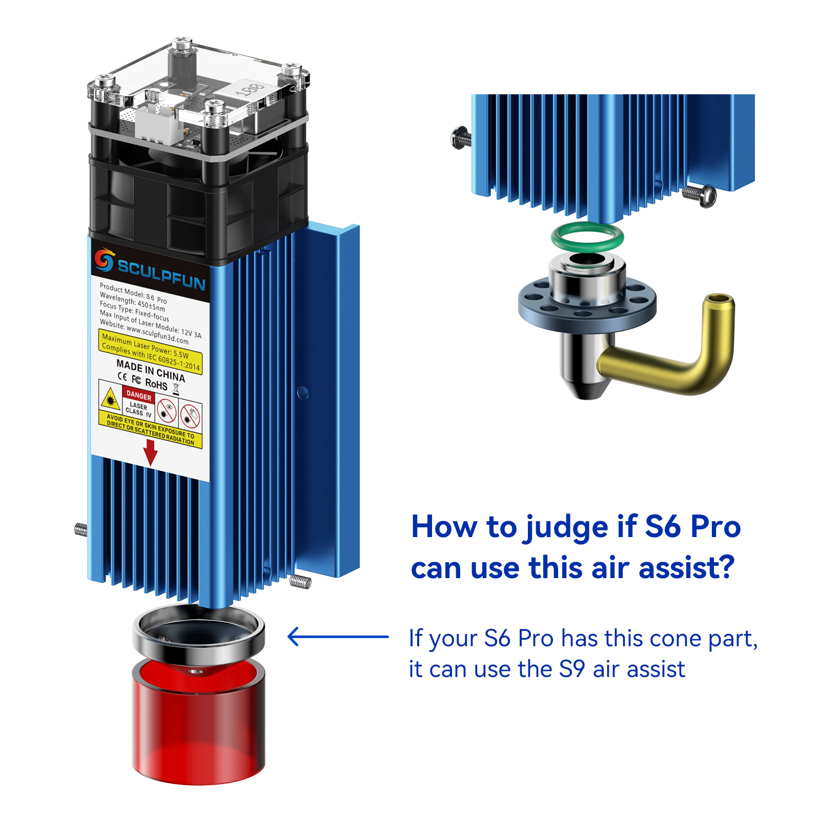 SCULPFUN S9 Air Assist Nozzle  - Air Assist Pump Laser のレビューと価格