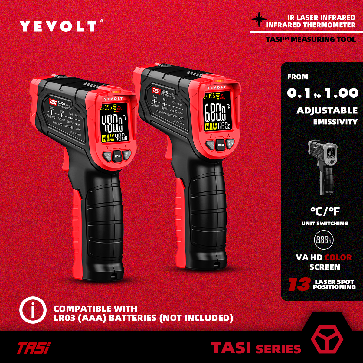 YEVOLT TA601 Series Digital In - Industrial Laser Temperature Gun のレビューと価格
