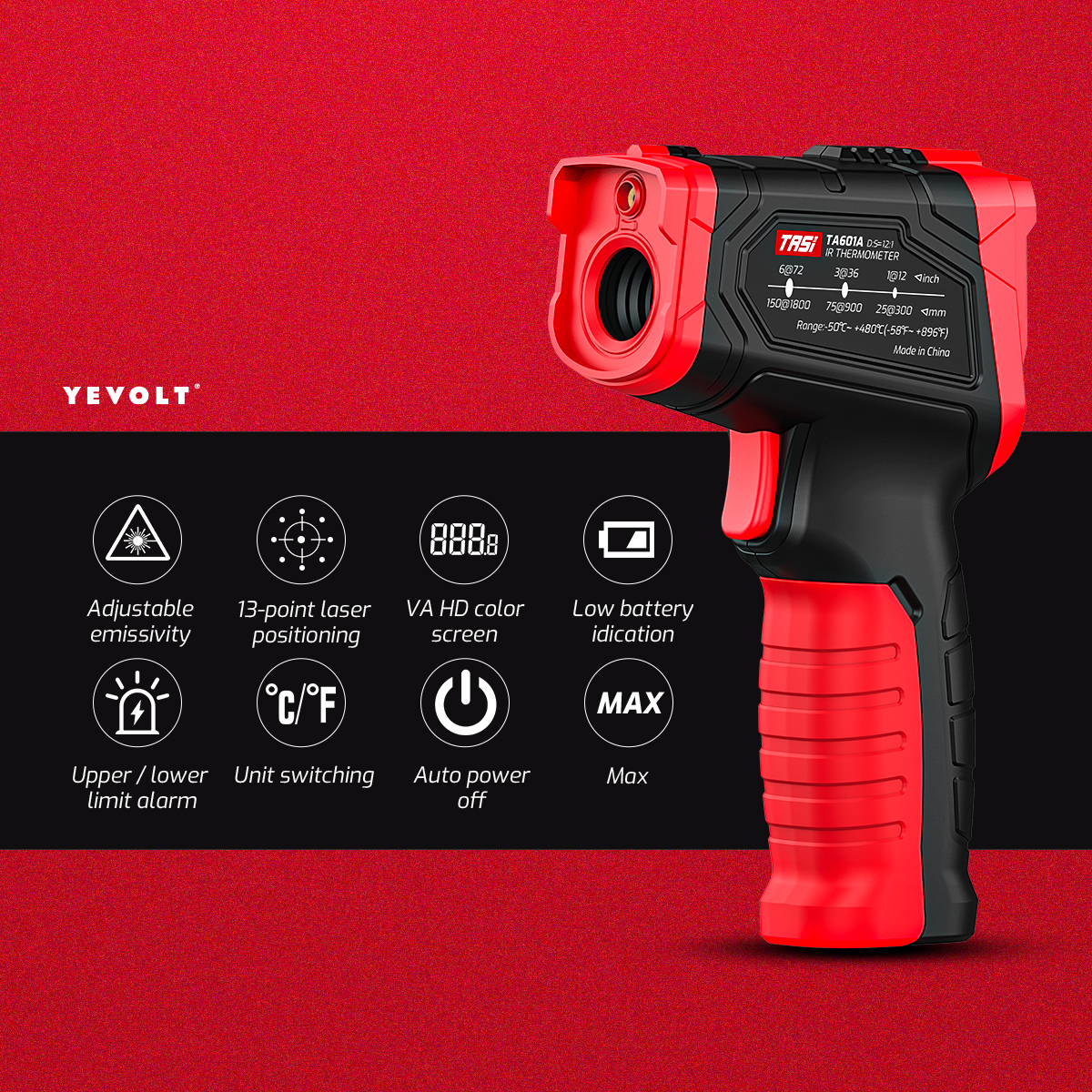 YEVOLT TA601 Series Digital In - Industrial Laser Temperature Gun のレビューと価格
