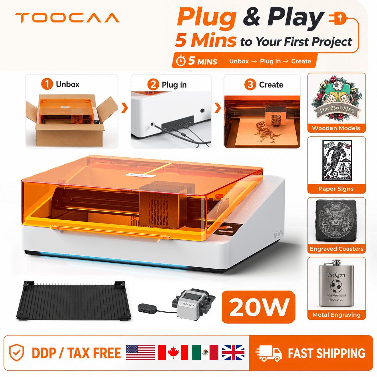 TOOCAA NOVA 20W Beginner-Frien - Co2 Laser Engraving Machine のレビューと価格