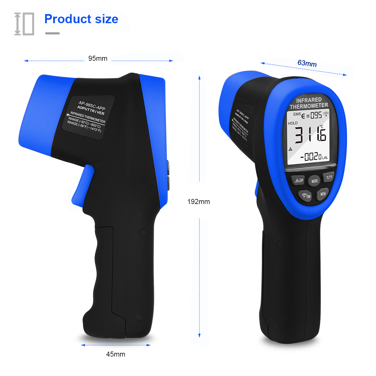HoldPeak IR Thermometer Gun -5 - Industrial Laser Temperature Gun のレビューと価格