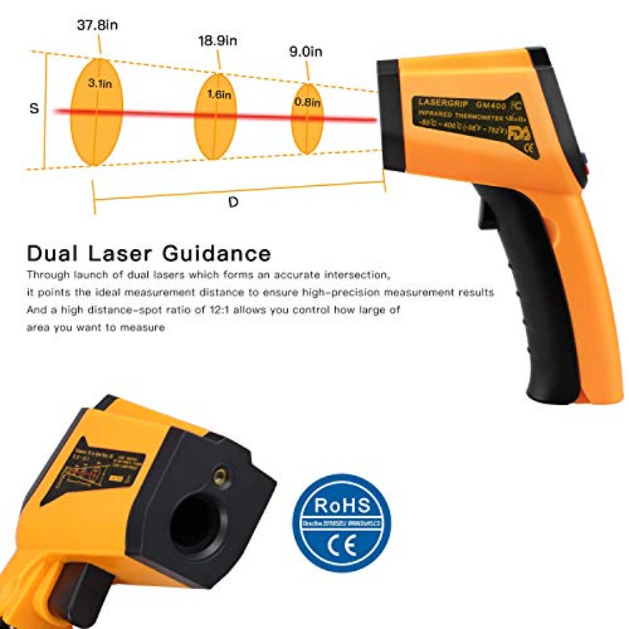 Laser Infrared Thermometer Non - Industrial Laser Temperature Gun のレビューと価格