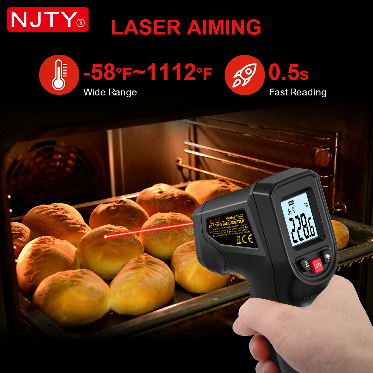 NJTY T600 Infrared Thermometer - Industrial Laser Temperature Gun のレビューと価格