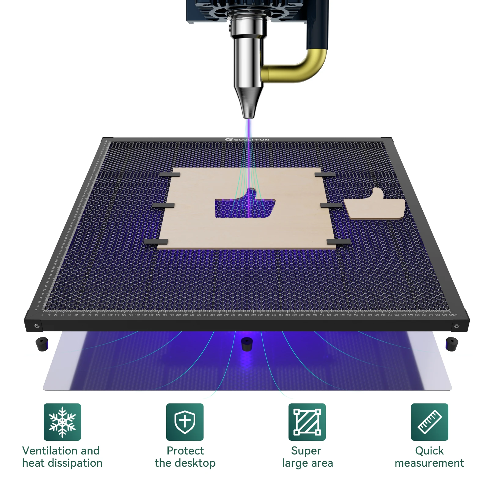SCULPFUN 600x600mm Honeycomb P - Co2 Laser Engraving Machine のレビューと価格