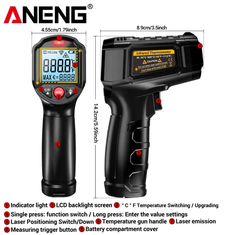 ANENG TH202 Non-contact Infrar - Industrial Laser Temperature Gun のレビューと価格