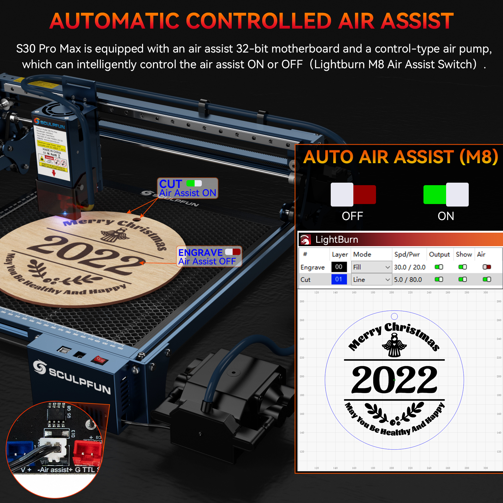 SCULPFUN S30/S30 PRO/S30 PRO M - Air Assist Pump Laser のレビューと価格